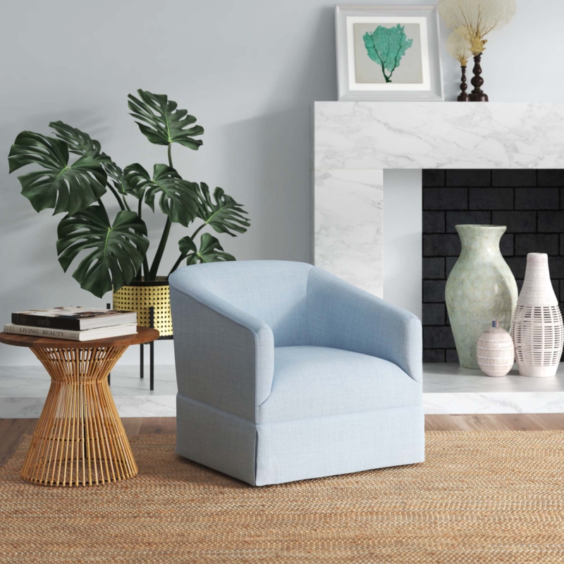 Delaplaine Upholstered Swivel Barrel Chair