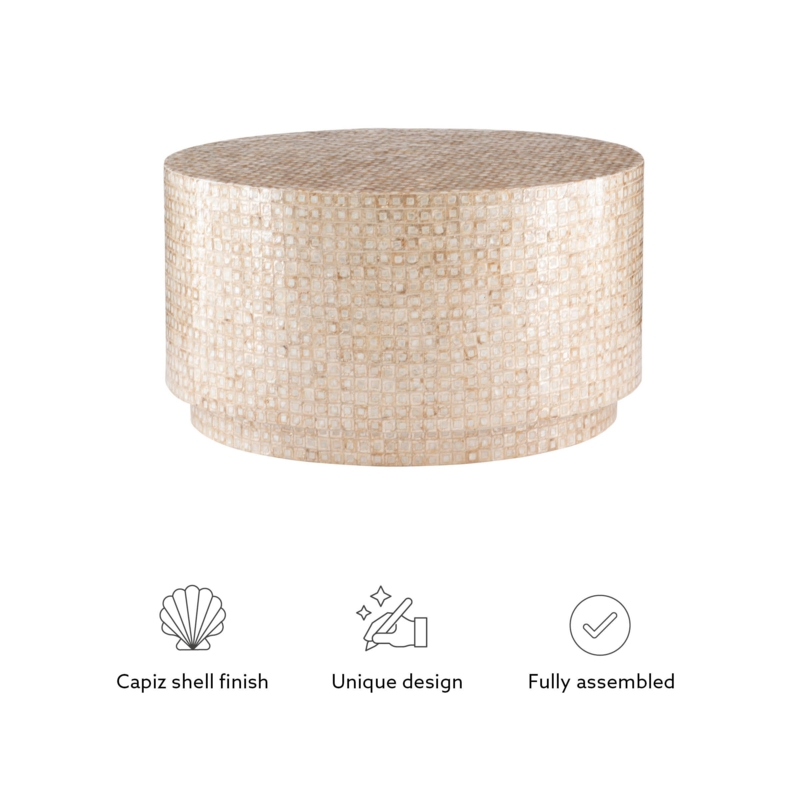 Denn Drum Modern Shell Finish  Coffee Table