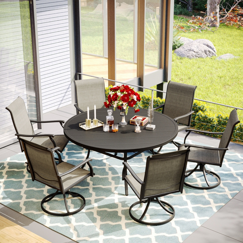 Deval 6 - Person Round Outdoor Dining Set (Set of 7)