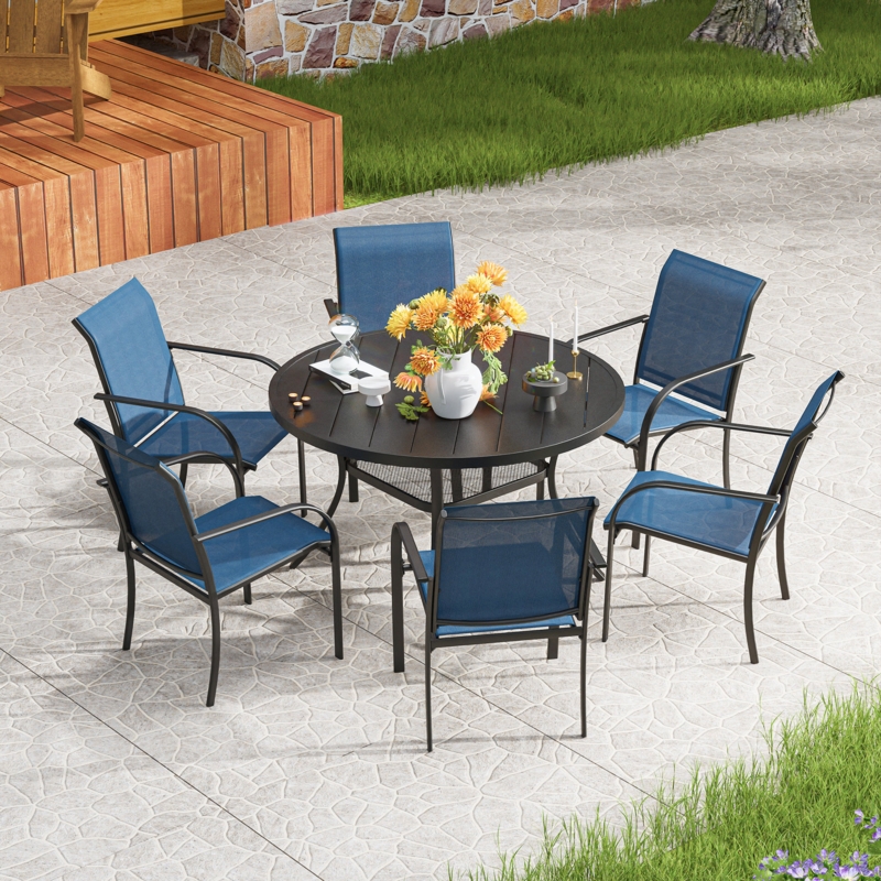 Devalious 6 - Person Round Outdoor Dining Set (Set of 7)