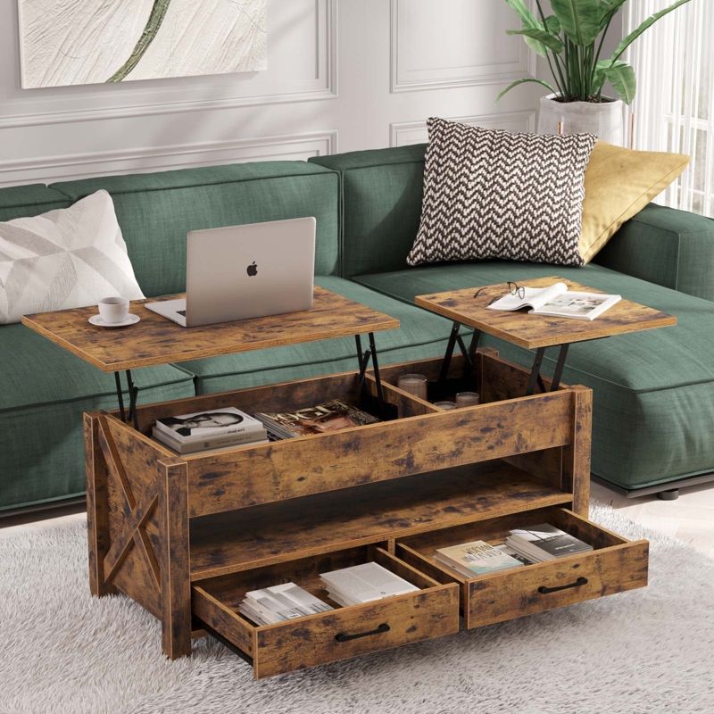 Dextyn Top Lift Coffee Table with 2 Drawers for Ample Storage Space