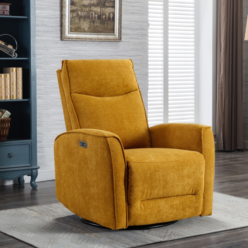 Dickie 29'' Wide Modern and Soft Touch Fabric Swivel and Rocker Power Recliner Chair with USB Port