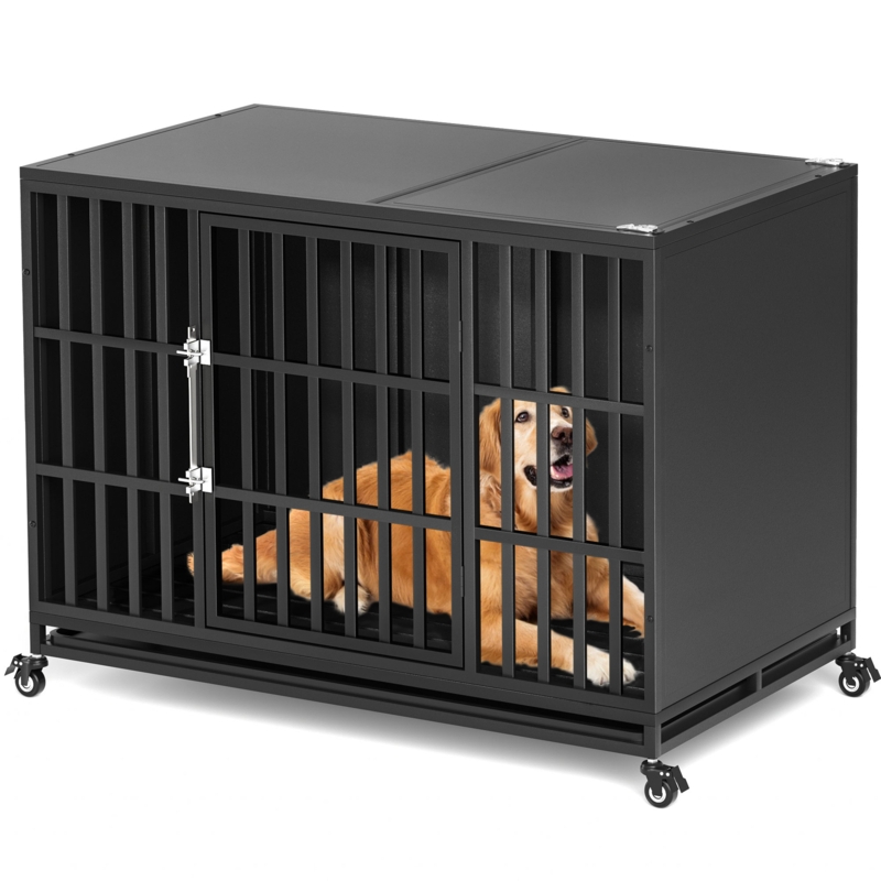 Dornisha 48" Heavy Duty Dog Crate with Self-Locking Latch and Enclosed Design for High Anxiety Dogs