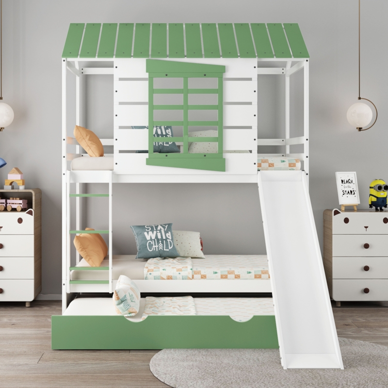 Dothan Twin Over Twin Standard Bunk Bed with Trundle by Harper Orchard