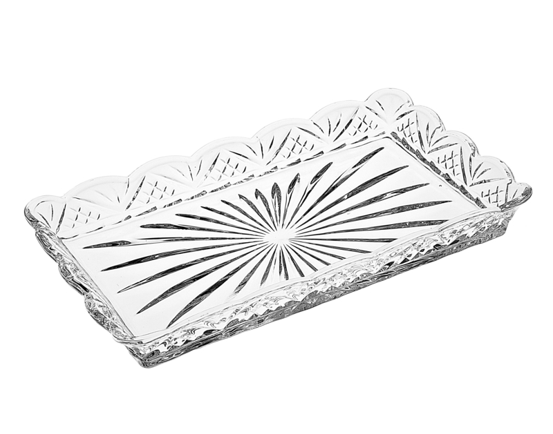 Dublin Crystal Scalloped Rectangle Bathroom/Vanity Tray
