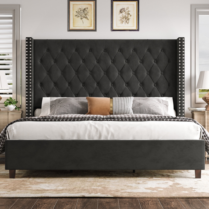 Duluth Upholstered Wingback Bed