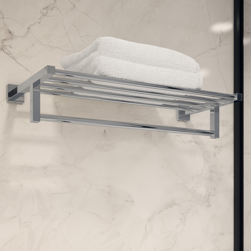 Duro 22 Inch Wall Mounted Towel Shelf with Installation Hardware