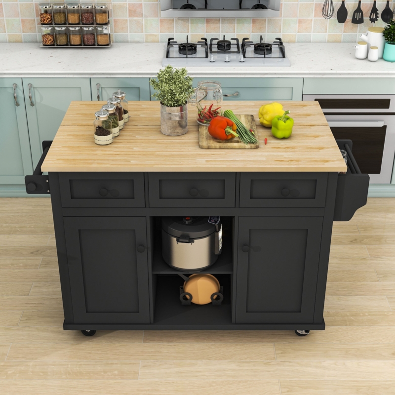 Dyches Kitchen Island with Storage Cabinet and 3 Drawers for Dinning Room