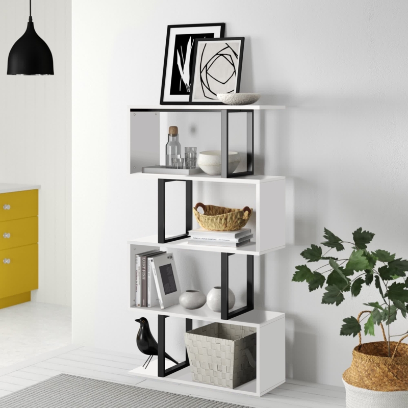 Ehrenfeld 56" H x 31.5" W Steel Geometric Bookcase
