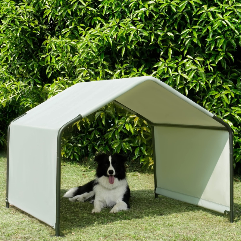 Elizabell Pet Shelter 4 x 4 x 3 ft Gray Metal Portable Dog House