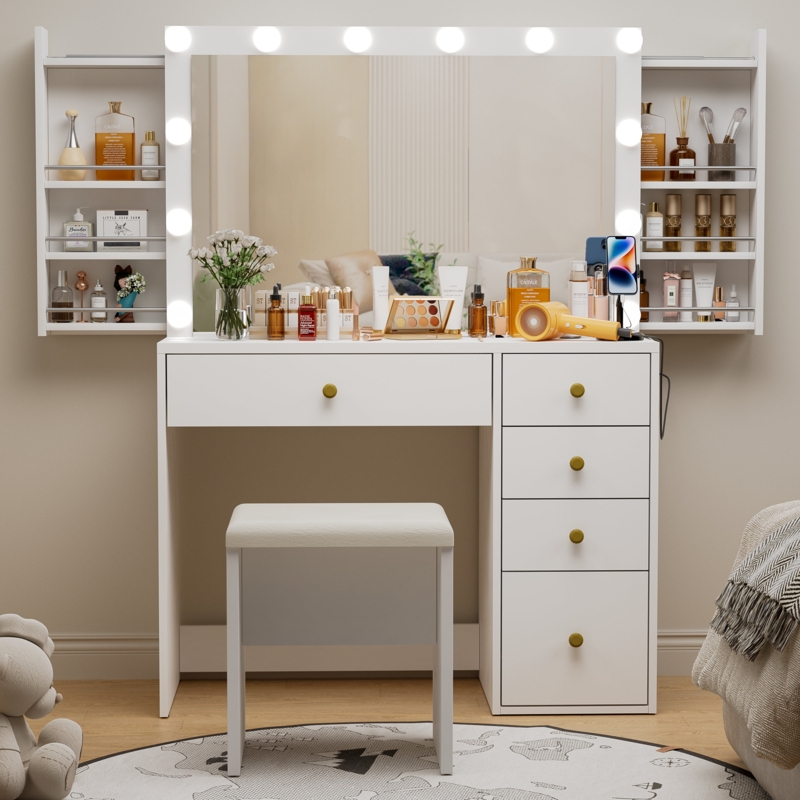 Ellerswick Makeup Vanity Set with 3 Lighting Colors