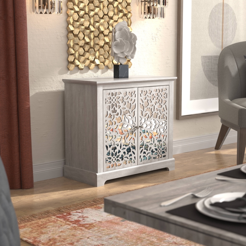 Eltingville 2 Door Mirrored Accent Cabinet
