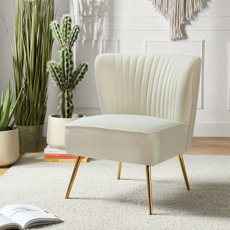 Euclid Upholstered Accent Chair with Metal Legs