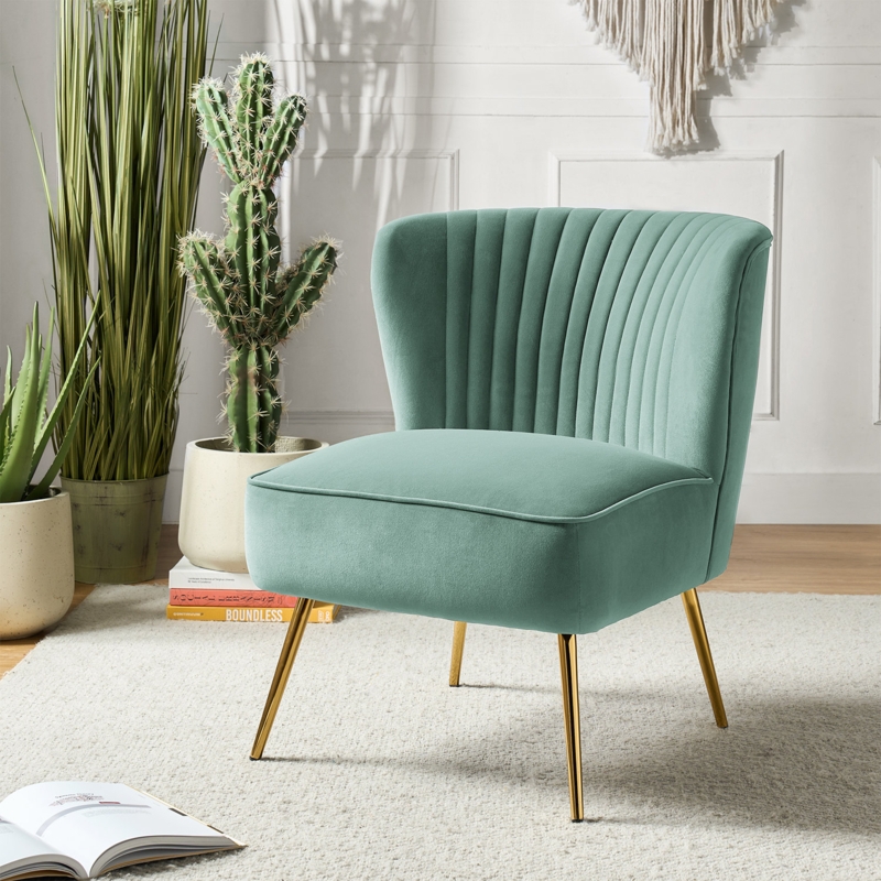 Euclid Upholstered Accent Chair with Metal Legs