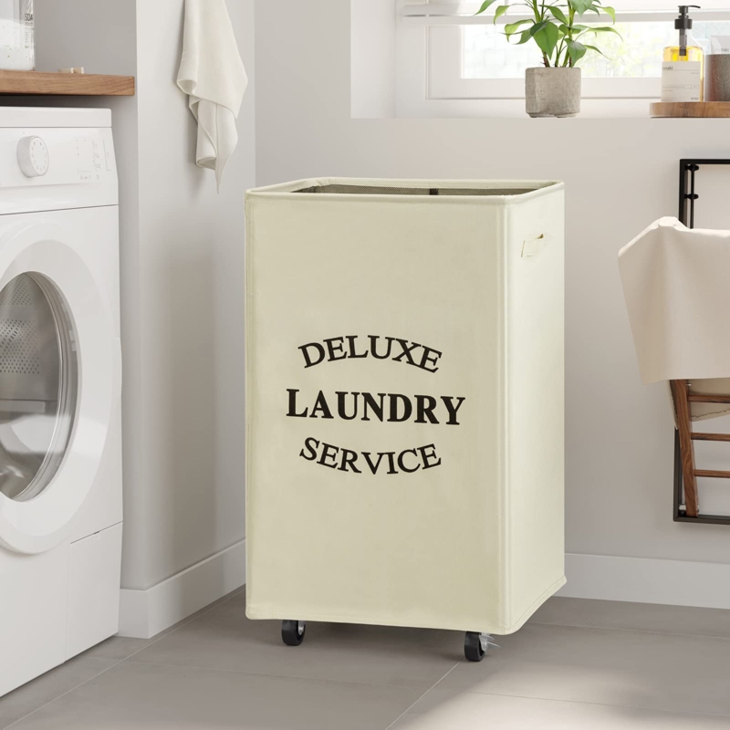 Fabric Rolling Laundry Hamper with Handles