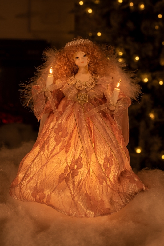 18" Red and Gold Angel in a Dress Christmas Tree Topper - Unlit | Foter