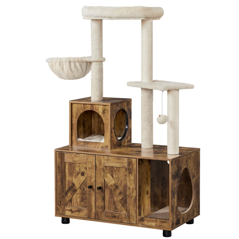 Farnham Litter Box Enclosure With Cat Tree Tower