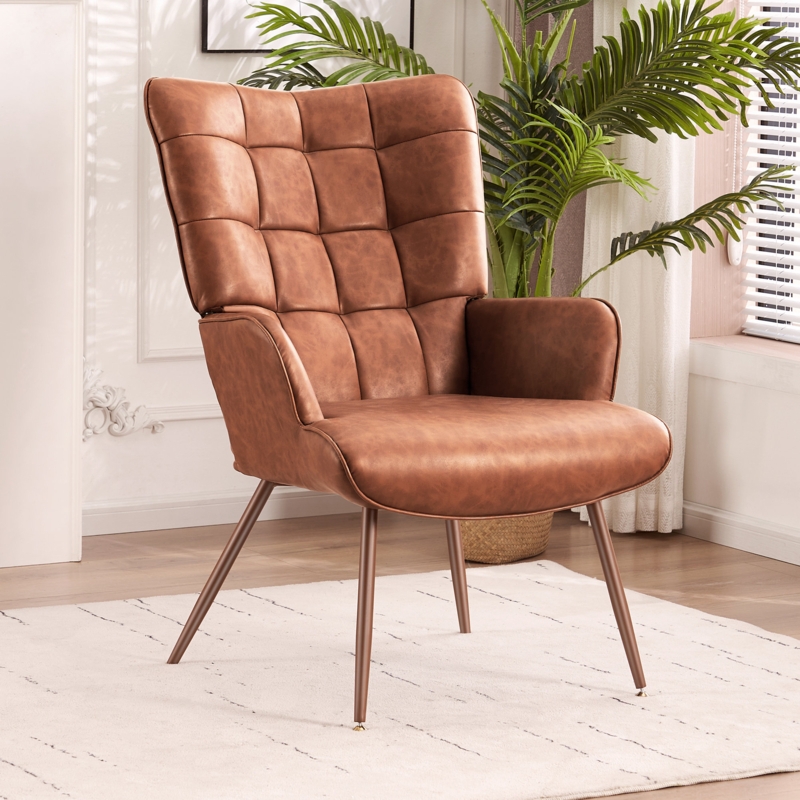 Faux Leather Wingback Chair