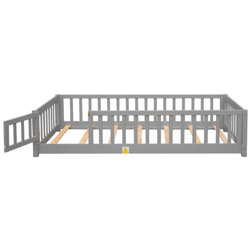 Finka Floor Platforms Bed With Fence and Door by Harriet Bee