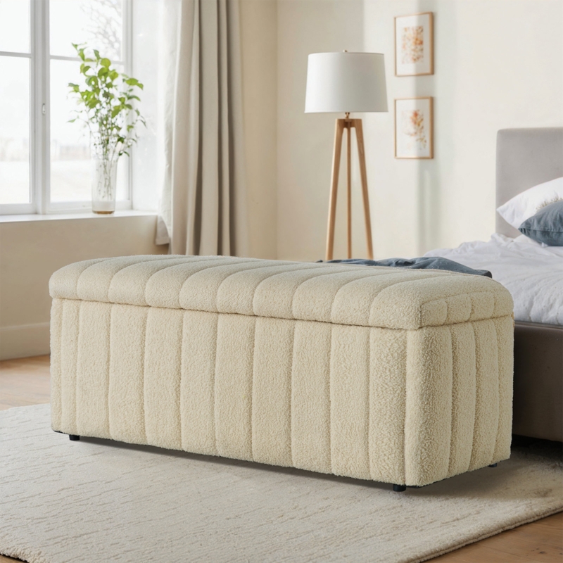 Freada Cotton Blend Upholstered Storage Bench