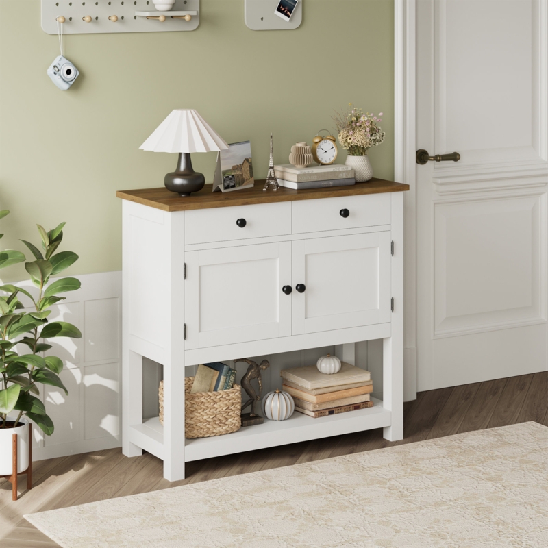 Garmon 35.4'' Console Table with Drawers and Cabinet