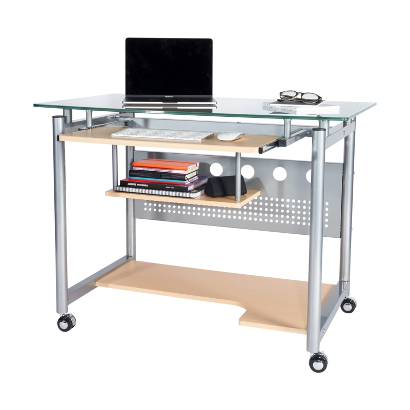 Glass Top Metal Base Computer Desk