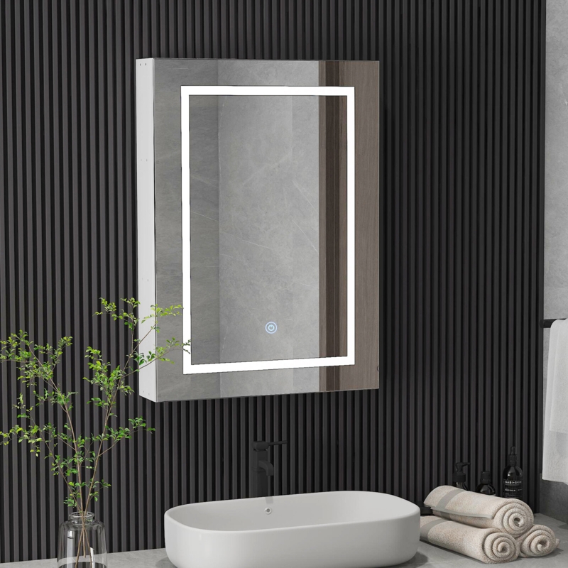 Glendine 19.7'' W 27.6'' H Frameless Medicine Cabinet with Mirror and 2 Fixed Shelves