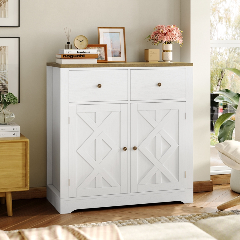 Glenford 34.2''H 2 Door Accent Cabinet, Hallway Storage Cabinet with Adjustable Shleves