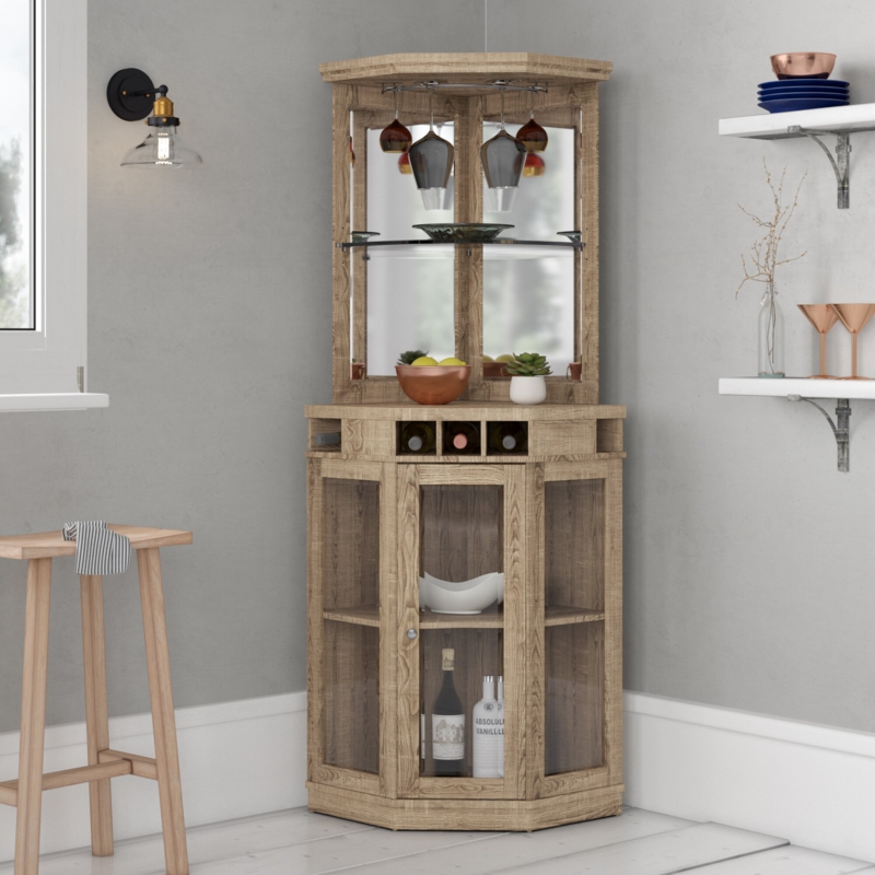Haakenson 73" Height Corner Bar with Wine Storage