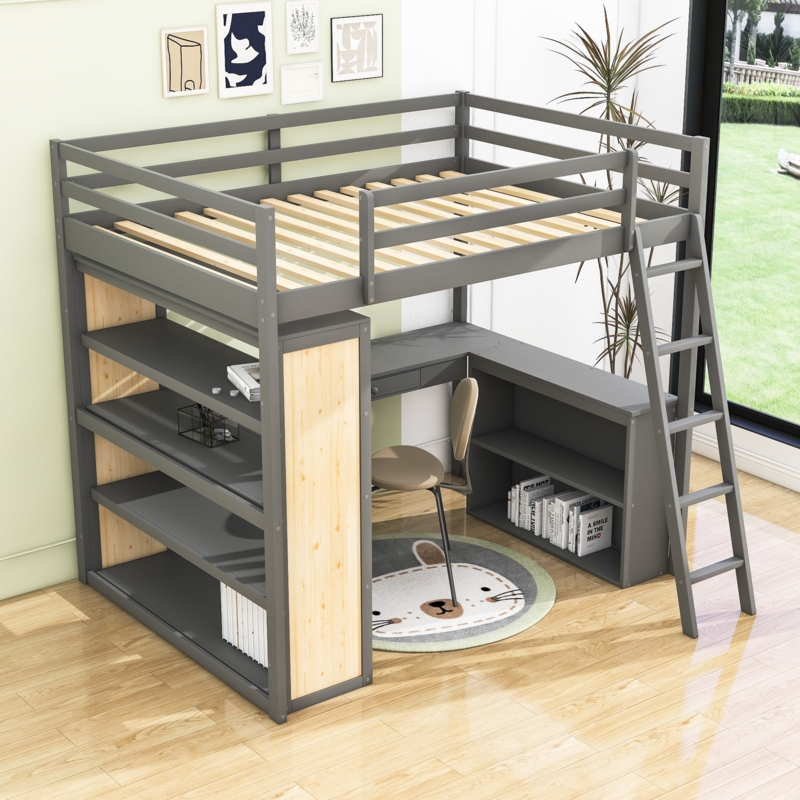 Hadees Kids Full Loft Bed with Drawers