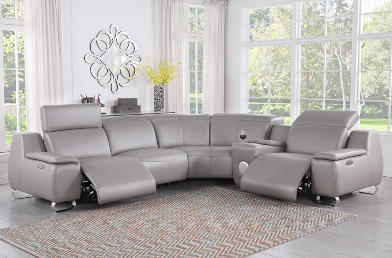 Harihar Genuine Leather Symmetrical Reclining Corner Sectional
