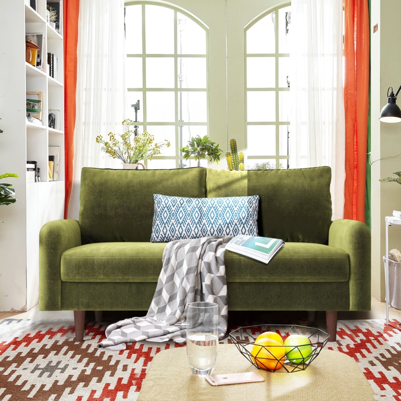 Hasaam Everly Quinn 58" Wide Velvet Round Arms Small Apartment Loveseat