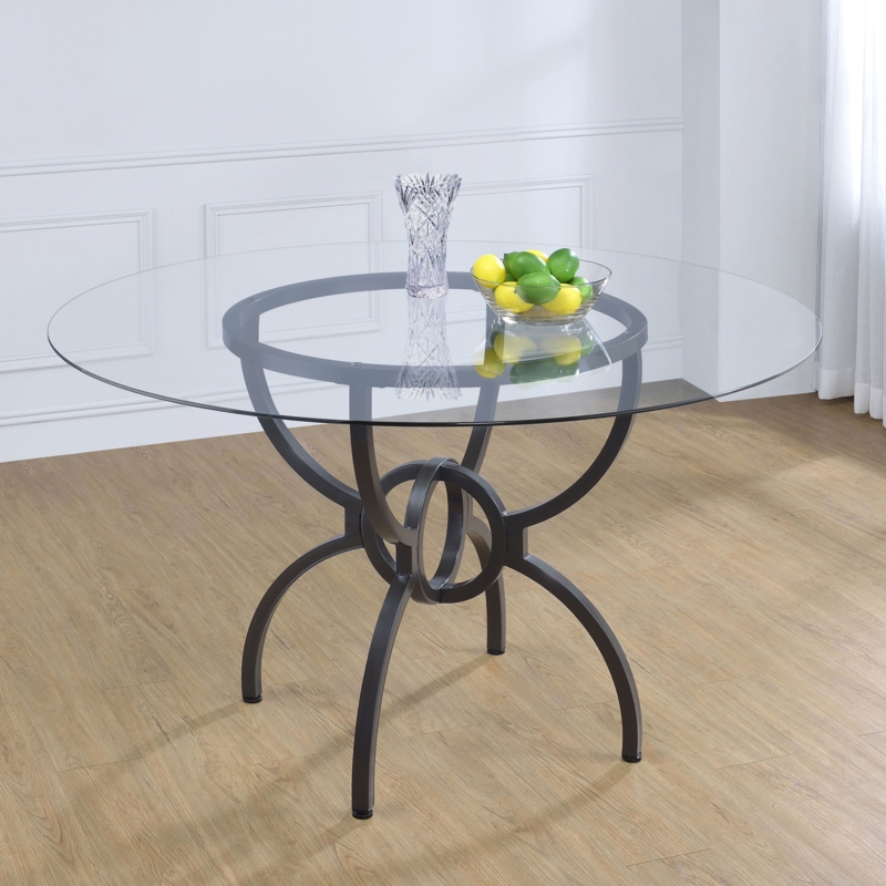 Hayek Round Glass Top Metal Base Dining Table