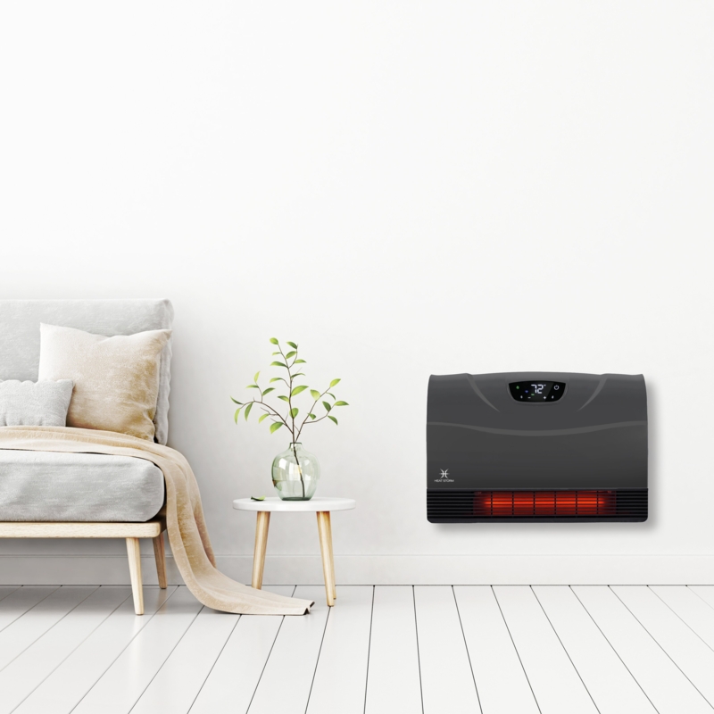 Heat Storm Phoenix Heater 1500 Watt 5200 BTU Electric Wall Mounted Space Heater with Adjustable Thermostat , Remote Included and with Digital Display