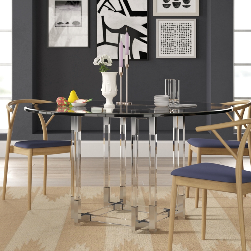Hersch Round Glass Top Dining Table