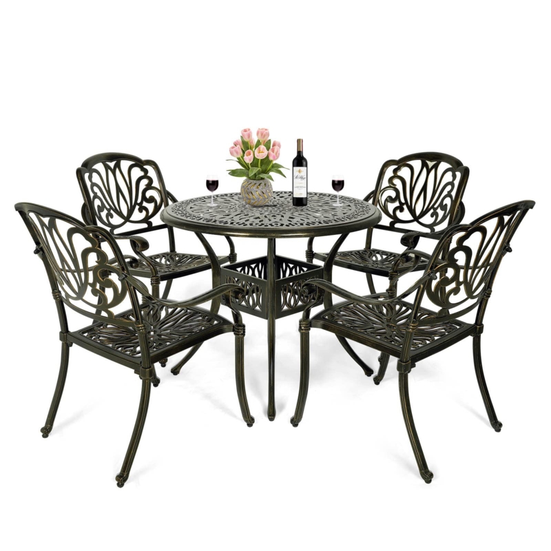Hewett 4 - Person Round Outdoor Dining Set