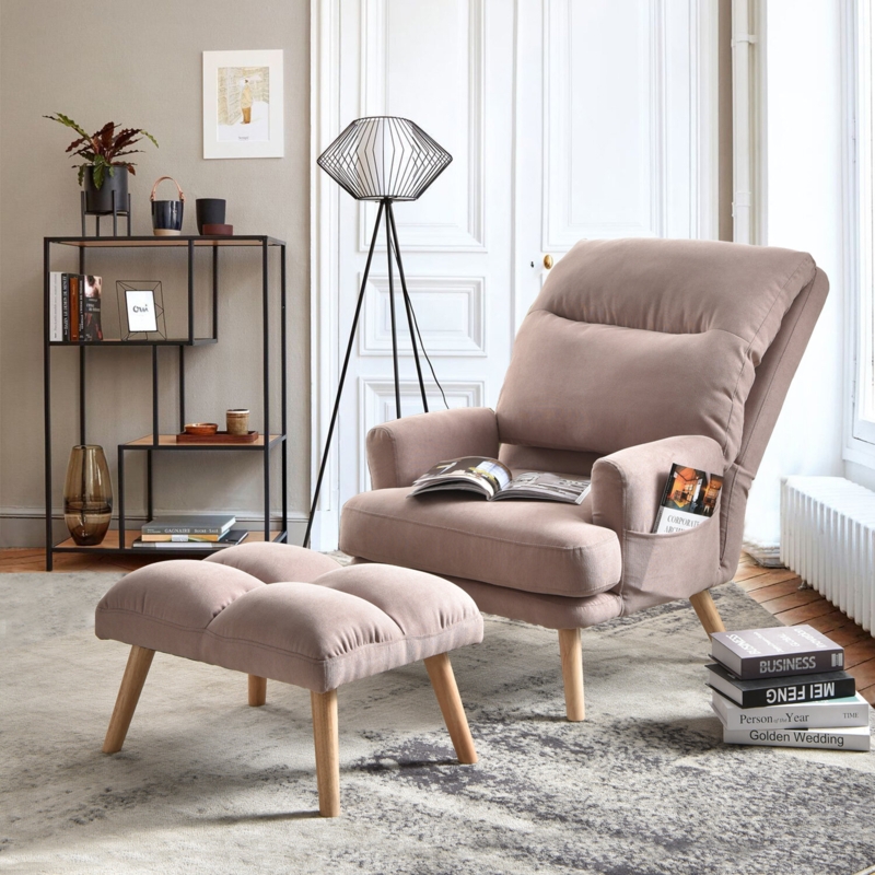 Hogle Upholstered Accent Chair with Ottoman