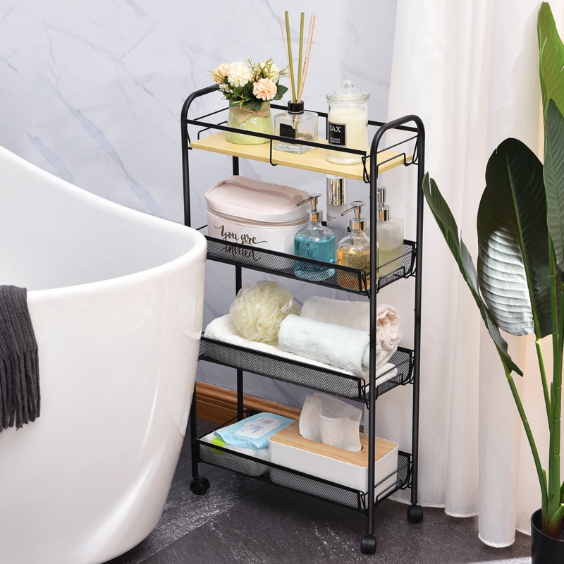 Home Metal Rolling Storage Cart Utility Cart with Wheels