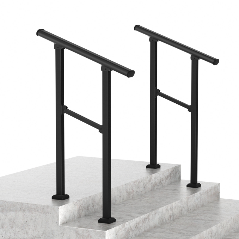 HOMLUX Hand Rails for Outdoor Steps, Wrought Iron Railing, Porch And Stair Railing Kit (Set of 2)