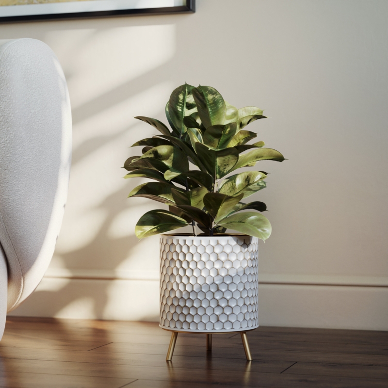 HoneyComb With Nyra Gold Metal Pot Planter