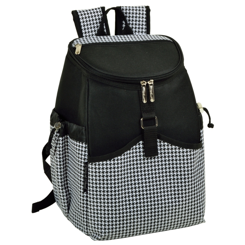 Houndstooth Picnic At Ascot Backpack Cooler , Black And White