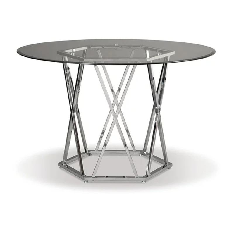 Howard Round Glass Top Metal Base Dining Table