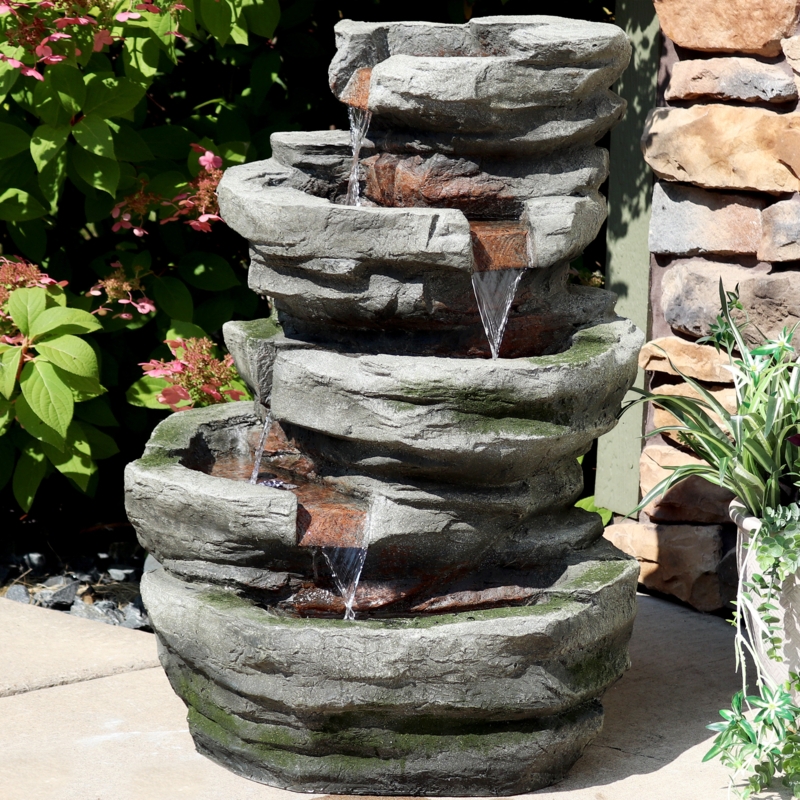 Hugo Outdoor Weather Resistant Floor Fountain with Light