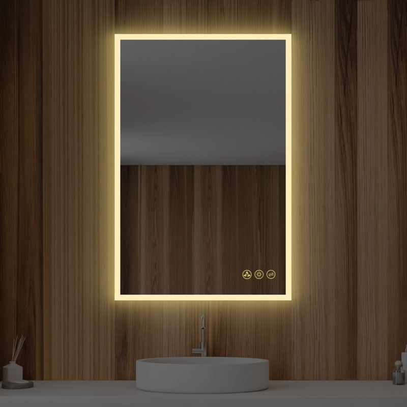 Ibanez Lighted LED Mirror with Defogger, Dimmer u0026 Adjustable Color Temperature