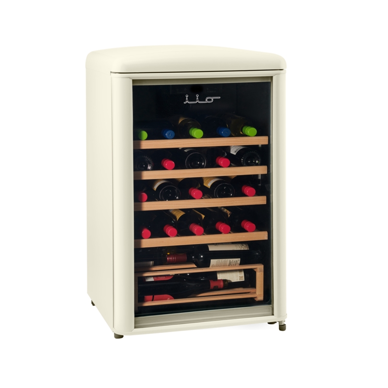 iio 30 Bottle Freestanding Retro Wine Cooler with Wooden Shelves