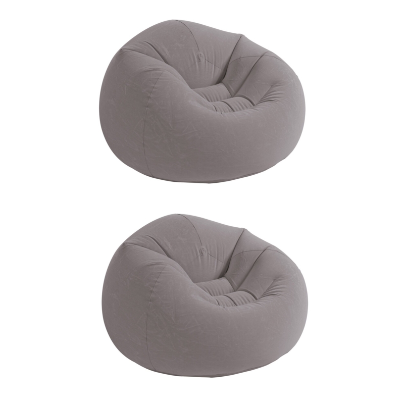 Intex Inflatable Contoured Beanless Bag Lounge Chair, Gray