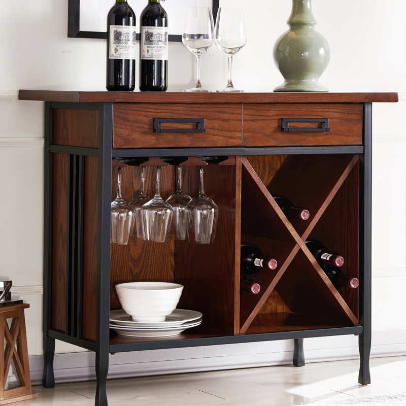 Ironcraft Solid Wood Mini-bar/Wine Stand in Mission Oak