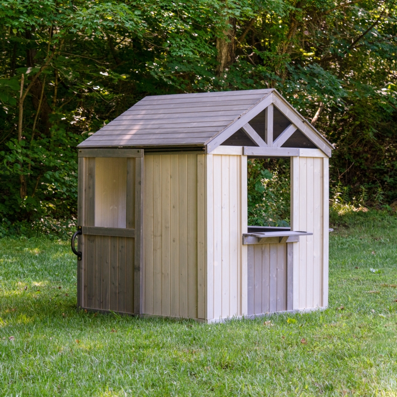 Jack & June Playhouse With Sliding Barn Door, Built-In Countertops, & Flower Pot Holders