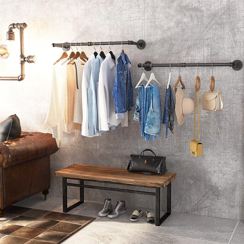 Jafr 36.2'' Metal Wall Mounted Clothes Rack (Set of 2)
