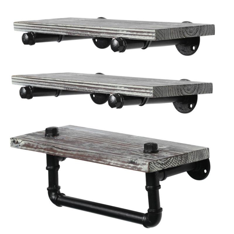 Jahkir 3 Wall Industrial Pipe Floating Shelf Set